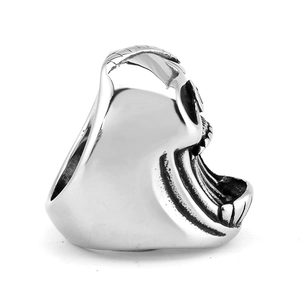 Bague décapsuleur tête de mort en acier inoxydable argenté style punk homme