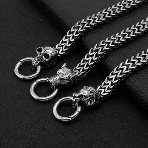 Bracciale da Uomo in Acciaio al Titanio Leone Lupo Teschio Punk Gotico Catena in Metallo Pesante Gioielli per Uomo Biker Festa