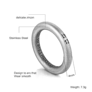 Retro stainless steel ring with 1314 engraving and vintage matte silver finish