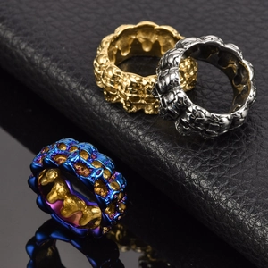 Bague Tête de Mort Punk en Acier Inoxydable pour Hommes Gothique Vintage Électroplaqué Bague de Doigt Biker Rock Bijoux