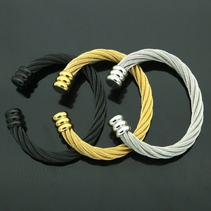 Brazalete de Puño de Cable de Acero Inoxidable para Hombre Punk Calavera Trenzado Estilo Industrial Personalizado Joyería Regalo