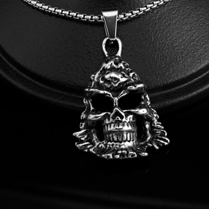 Pendentif crâne gothique en acier inoxydable rétro avec chaîne pour amateurs de style punk