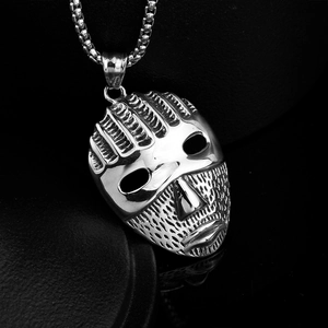 Stainless Steel African Tribal Mask Pendant Necklace Men Hip Hop Punk Gothic Joker Mask Jewelry Accessory For Party