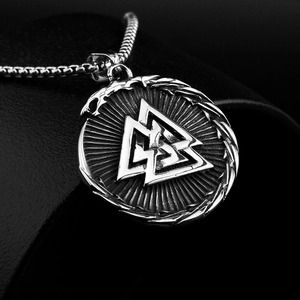 Collana con Ciondolo Vichingo Nordico Valknut Vegvisir per Uomo Vintage Acciaio Inossidabile Hip Hop Punk Bussola Gioielli