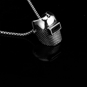 Polished titanium steel welding helmet pendant necklace with box chain for men hip hop style
