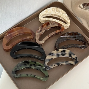 Acetate Hollow Crescent Hair Claw Clip French Style Gold Lettering Marble Tortoise Shark Clip Hair Accessories For Women