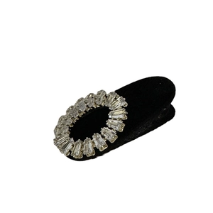 Elegant black velvet hair clip with sparkling rhinestone oval inlay for women
