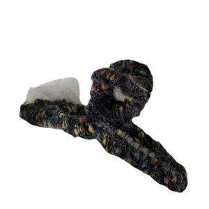 Pinza per capelli in peluche arcobaleno con punti di lana colorati per lo styling