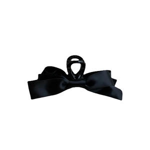 Pince à cheveux élégante avec nœud en satin noir, grande barrette rétro pour femmes