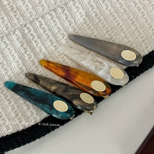 Acetate Waterdrop Hair Clip Minimalist Marble Pattern Duckbill Clip For Women Metal Plate Decor Korean Style Hairpin