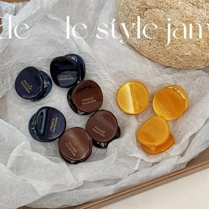 Mini Round Acetate Hair Claw Clips For Women French Vintage Handmade Hairpin Gold Label Small Hair Accessories