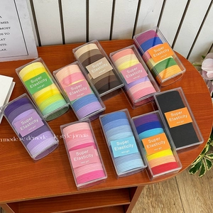 Gradient Candy Color High Elasticity Hair Ties Boxed Fabric Scrunchies For Thick Hair Women Girls Daily Hair Accessories