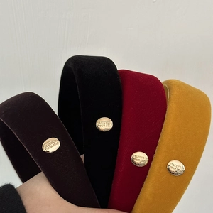 Classic velvet padded headbands with gold metallic plate in four vintage autumn colors