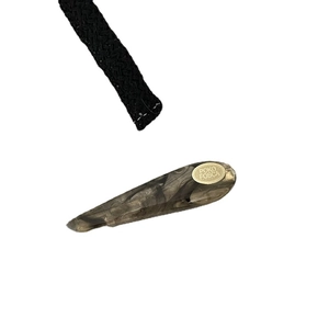 Minimalist marble pattern acetic acid drop hair clip with metallic gold circular plate detail