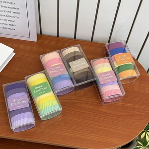 5-pack candy color gradient high elasticity hair bands set in durable plastic boxes