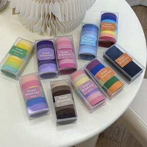 Colorful high elasticity hair ties set in clear boxes for high ponytails styling