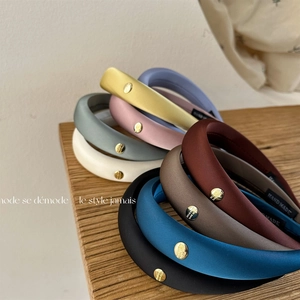 Serre-tête Rembourré en Éponge Style Français Tissu Satiné Couleur Unie Avec Boucle en Métal Doré Accessoires Cheveux Pour Femmes