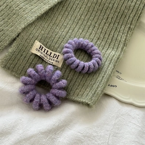 Elastico per Capelli Donna Viola a Cavo Telefonico Alta Elasticità Senza Cuciture Anello a Spirale Texture Peluche Corda per Capelli