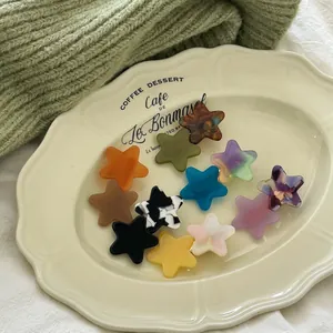 Acetate Pentagram Star Duckbill Hair Clip Colorful Marble Tortoiseshell Pattern Sweet Small Side Hairpins Hair Accessories For Women Girls