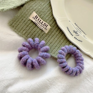 Set di elastici per capelli a spirale viola in maglia stile cavo del telefono