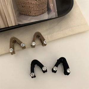 Barrettes à cheveux en V floquées avec strass élégantes en noir et marron
