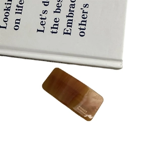 Minimalist amber tortoise acetate hair clip with white France Handmade lettering on white