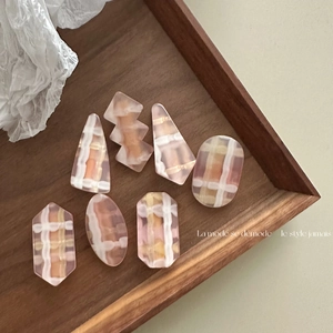 Pink Gradient Jelly Color Transparent Hair Clip Acrylic Sweet Marble Checkered Duckbill Clip Korean Style Handmade Side Clip