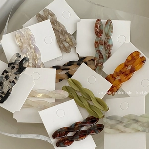Vintage Elegant Acetate Twist Hair Clips For Women Marble Pattern Leopard Print Duckbill Bangs Clip Hair Accessories