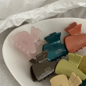 Colorful acetate triangle hair claw clips set with Amy Bear handmade print for women