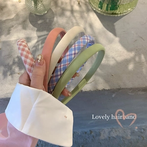 Cerchietto Sottile in Stile Coreano per Donna a Quadri e Tinta Unita Dolce Fascia Avvolta in Tessuto per Lavaggio Viso Styling