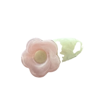 Pince à cheveux fleur rose mignonne avec feuille verte pour coiffure printemps femme