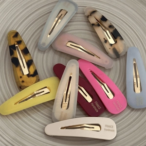 Retro handmade triangle BB hair clips in various solid candy colors and tortoiseshell
