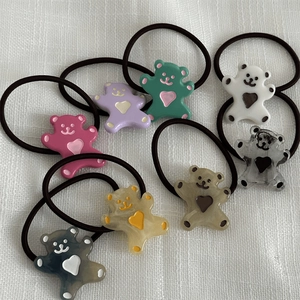 Lot de 8 élastiques à cheveux ours colorés pour filles avec breloques mignonnes en résine