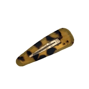 Retro tortoiseshell BB hair clip with gold metal clasp and France handmade lettering