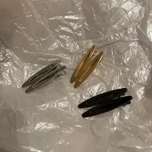 Lot de 6 barrettes à cheveux minimalistes en métal doré argenté et noir élégant