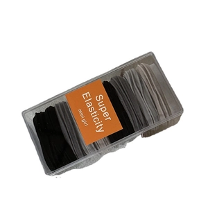 Set of 10 high-elasticity neutral hair ties in a transparent storage box for women