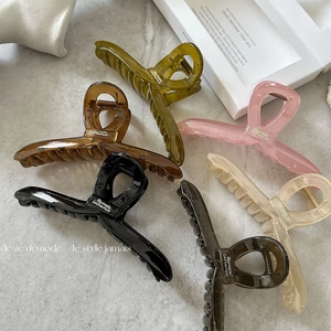 Korean Style Oversized Hair Claw Clip For Women French Minimalist Plastic Shark Clip Back Head Hair Accessory Matte Resin Letter Print Hair Clip
