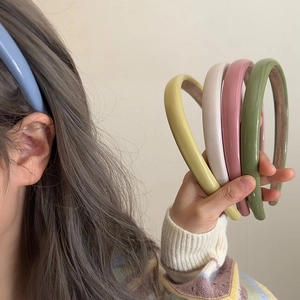 Sweet Korean Style Artificial Leather Solid Color Headband For Women Glossy Non-slip Hair Hoop Fashion Hair Accessories