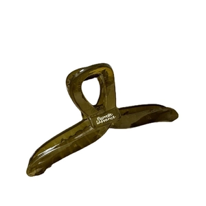 Olive green translucent oversized shark hair claw clip for French style updo hairstyles