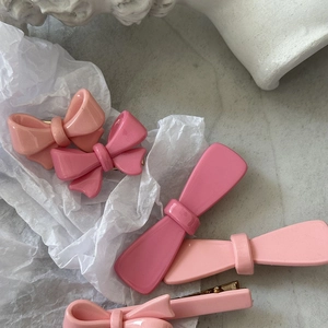 Barrettes à cheveux roses avec nœuds variés, accessoires de style coréen doux pour femmes