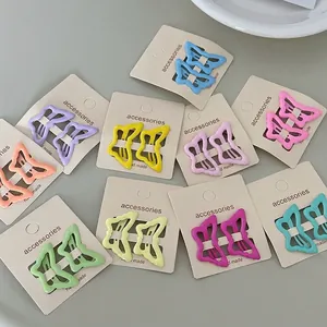 Sweet Cool Butterfly Hair Clips Metal Matte Painted Hollow Out Hairpins Harajuku Style Bangs Side Clips Women Girls Jewelry