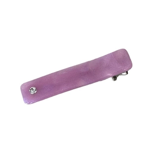 Simple purple matte hair clip with a sparkling rhinestone and metal duckbill base