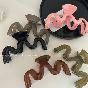 Koreanischer Stil Große Wellige Wellen Haarklammer Geleefarbe Kunststoff Rutschfeste Haarklemme Für Damen Dickes Haar Styling Zubehör