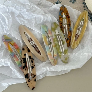 Vintage Acetate Oval Hair Clips For Women Handmade Geometric Marble Tortoiseshell BB Clips Korean Style Hair Accessories