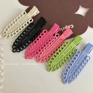Pince à Cheveux Bec de Canard en Métal Chaîne Creuse Style Coréen sans Trace Mat Peint Épingle à Cheveux pour Femme Accessoires