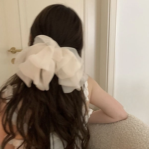 Elegant Multi Layer Chiffon Bow Spring Hair Clip For Women Fairy Style Large Bowknot Ponytail Hairpin Sweet Princess Hair Accessories