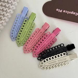 Lot de six barrettes à cheveux mates en forme de chaîne aux couleurs pastel variées