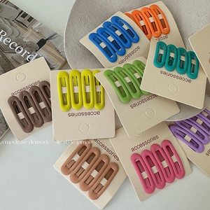 Matte Hollow Oval BB Hair Clip Alloy Hairpins Sweet Macaron Morandi Color Daily Styling Accessories For Women Teen Girls