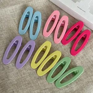 Fermagli per Capelli Ovali Cavi Colore Caramella Donna Lega Opaca Clip a Becco d'Anatra Coreano Fresco Dolce Forcine Regalo Gioielli