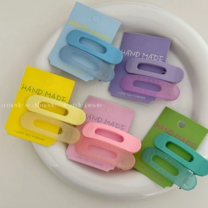 Barrettes à Cheveux Ovales en PC de Couleur Contrastée Crémeuse Femmes Filles Macaron Frais Doux Pinces à Frange Bec de Canard